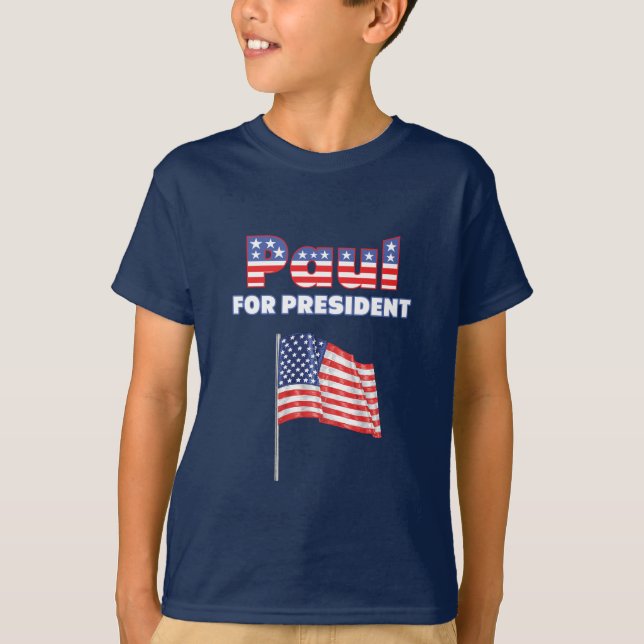 Ron Paul für amerikanische Flagge T-Shirt (Vorderseite)