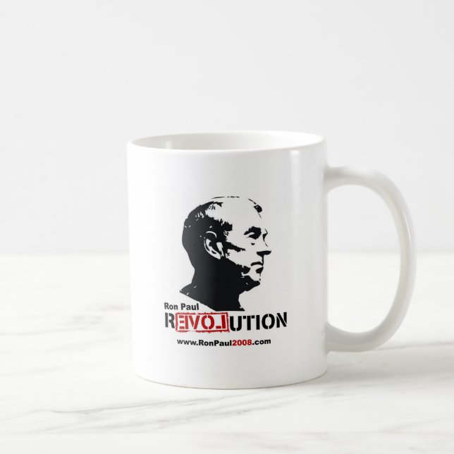 Ron Paul stellen Schablone - Revolution gegenüber Kaffeetasse (Rechts)
