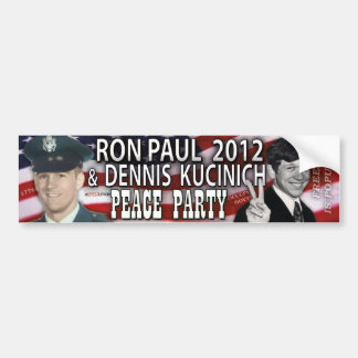 Ron Paul u. Dennis Kucinich FriedensParty 2012 Autoaufkleber