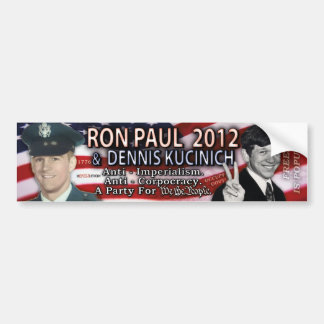 Ron Paul u. Dennis Kucinich für 2012 das Weiße Autoaufkleber