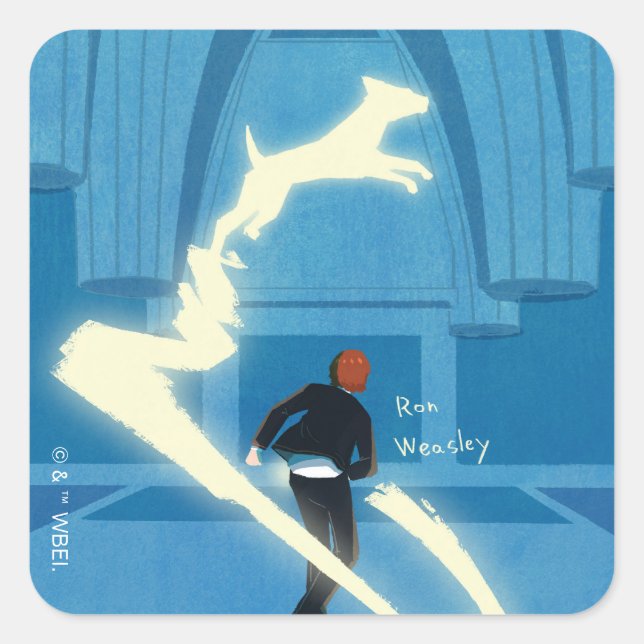 Ron Weasley Patronus Gemälde Quadratischer Aufkleber (Vorderseite)