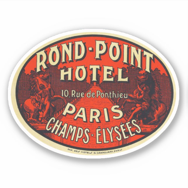 Rond Point Hotel Paris Chaps Elysees Aufkleber (Vorderseite)