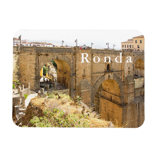 Ronda. Aussicht auf die Brücke von Puente Nuevo. Magnet (Horizontal)
