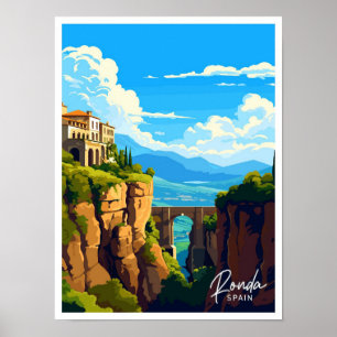 Ronda Spain Art Travel Vintage Illustration Poster