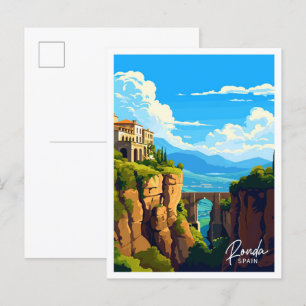Ronda Spanien Kunst Reise Vintage-Illustration Postkarte