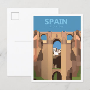 Ronda Spanien Vintage-Kunst-Reiseillustration Postkarte