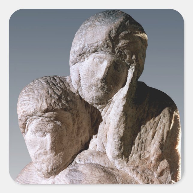 Rondanini Pieta, Detail der Köpfe Christi Quadratischer Aufkleber (Vorderseite)