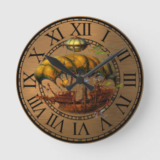 Ronde klok Air boat steampunk Runde Wanduhr