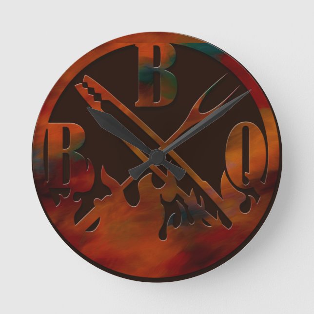 Ronde klok BBQ time Runde Wanduhr (Vorderseite)