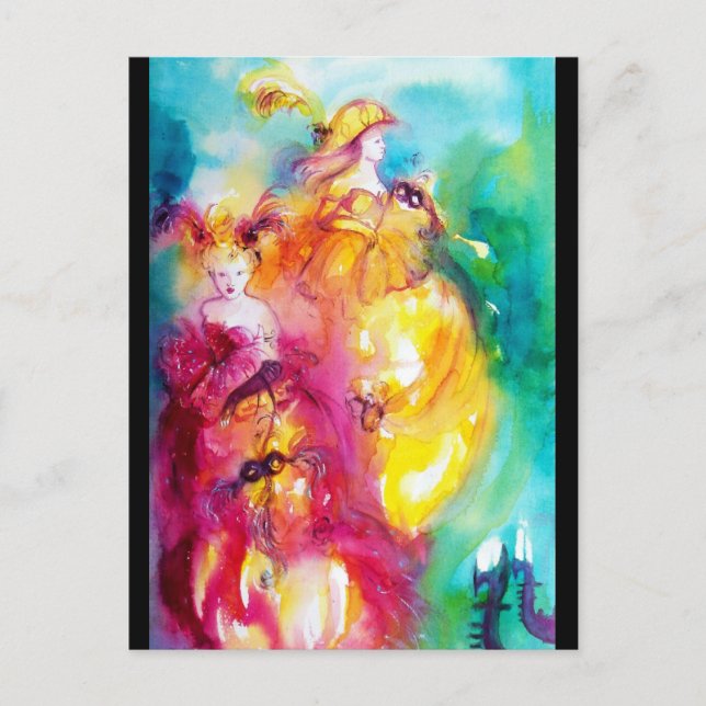 RONDO IN LAGON / Venezianischer Maskenball Einladungspostkarte (Vorderseite)