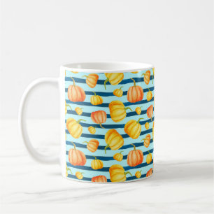 Rong um Orange Pumpkin. Nahtlose Aquarellkiste Kaffeetasse