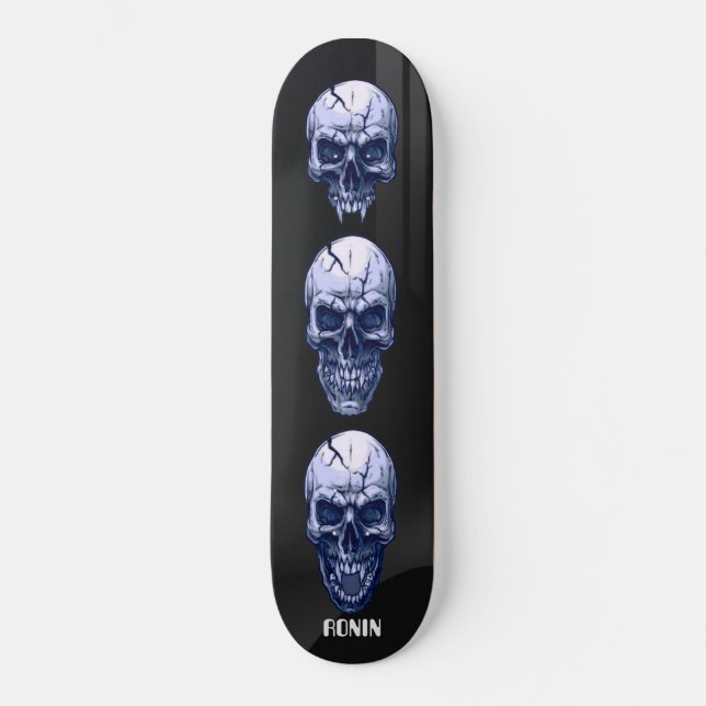 RONIN BRAND BLACK SKID ROW SKULL Skateboard Deck (Vorderseite)