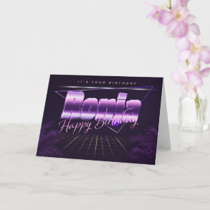 Ronja Name Vorname lila retro Karte Geburtstag
