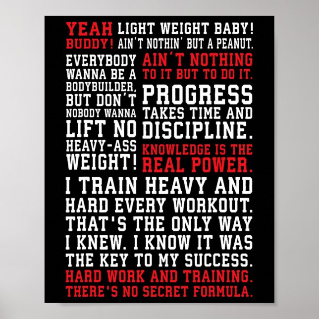 Ronnie Fitness Quotes Gym Workout Bodybuilding Mot Poster (Vorne)