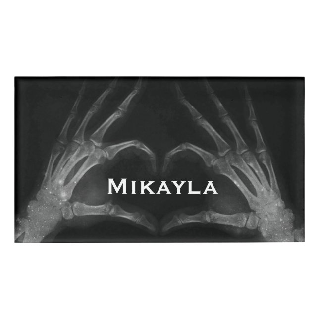 Röntgen-Fingers Form einer Heart Name-Markierung Namenschild (Vorderseite)