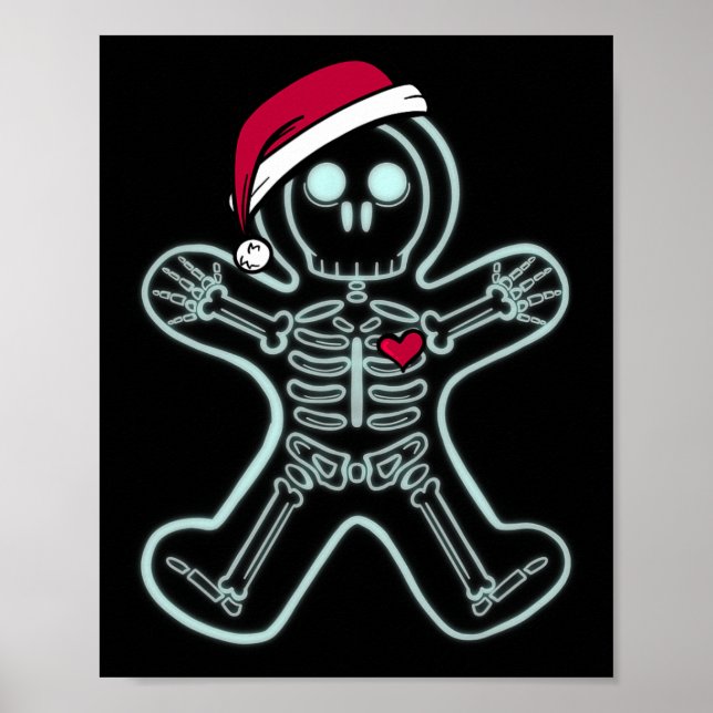 Röntgen Gingerbread Man Skeleton Christmas Nurse X Poster (Vorne)