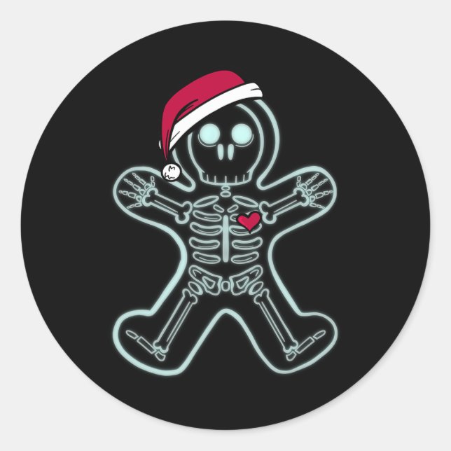 Röntgen Gingerbread Man Skeleton Christmas Nurse X Runder Aufkleber (Vorderseite)