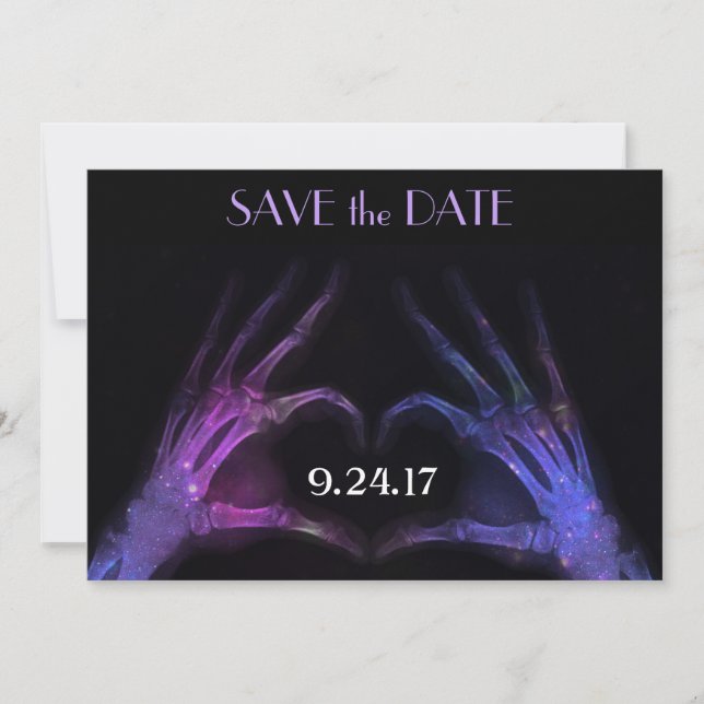 Röntgen-Hände machen Herz Save the Date (Vorderseite)