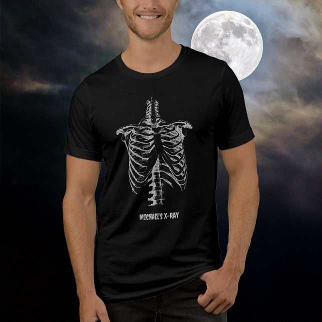 Röntgen Rib Cage Funny Halloween Anpassen Tri-Blend Shirt (Von Creator hochgeladen)