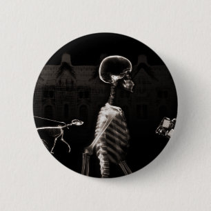 Röntgen-Skelette Mitternachtsspaziergang Schwarz S Button