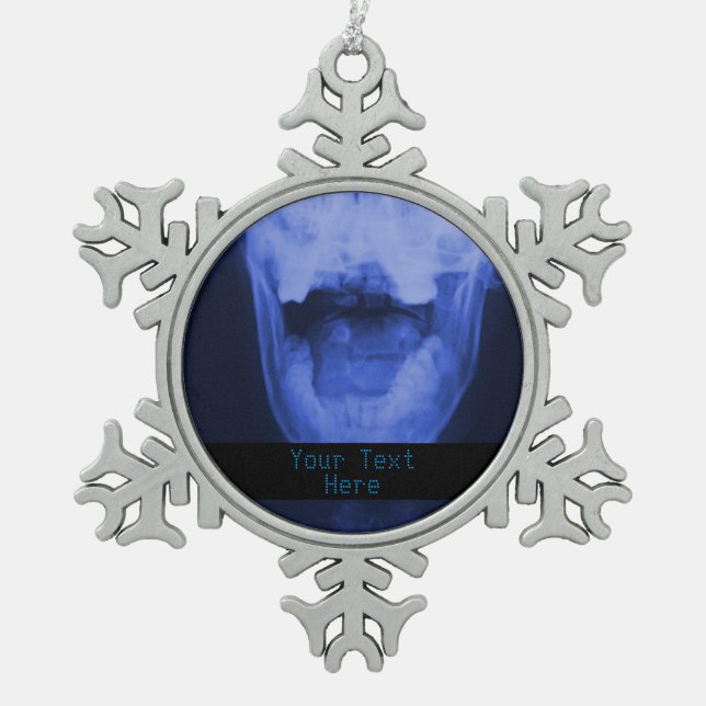 Röntgenaufnahme 3 - elektromagnetisches Blau Schneeflocken Zinn-Ornament (Vorderseite)