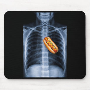 Röntgenbild des Brustkorbs Hot Dog Herz Lustige Na Mousepad