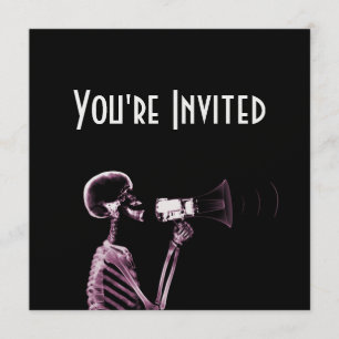 RÖNTGENBLICK-SKELETT AUF MEGAPHON - ROSA EINLADUNG