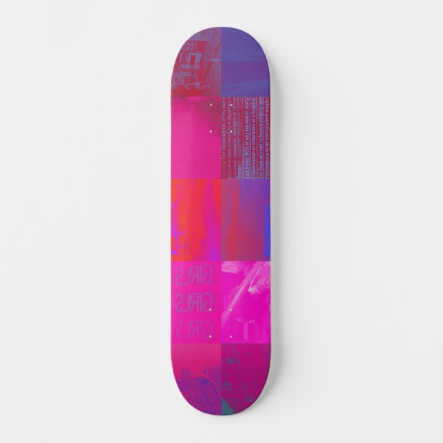 Röntgenmädchen Glitch Art Gitter Hot Pink Skateboard (Vorderseite)