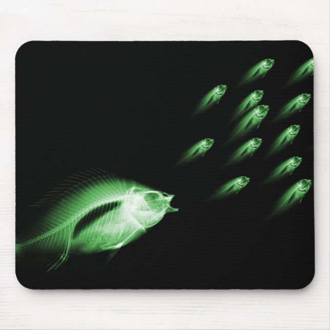 RÖNTGENSTRAHL-FISCHE JAGEN SCHWARZES GRÜN MOUSEPAD (Vorne)