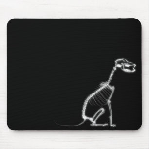 RÖNTGENSTRAHL-HÜNDCHEN-SKELETT-SITZEN - B&W MOUSEPAD