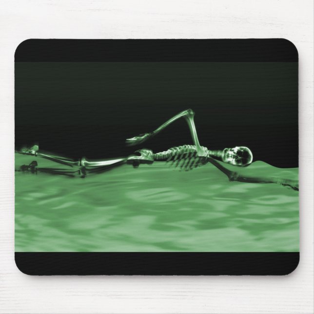 Röntgenstrahl-Skeleton Schwimmen - Grün Mousepad (Vorne)