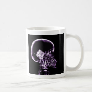 RÖNTGENSTRAHL-SKELETT AM TELEFON - LILA TASSE