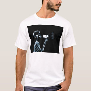 RÖNTGENSTRAHL-SKELETT AUF MEGAPHON - BLAU T-Shirt