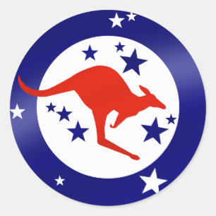 Roo Flag Australia Kangaroo Oz Aussie Runder Aufkleber