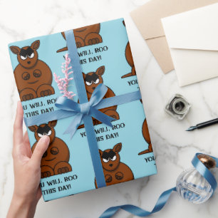 Roo This Day, Funny Angry Kangaroo Cartoon Geschenkpapier