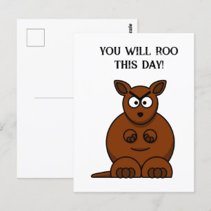 Roo This Day, Funny Angry Kangaroo Cartoon Postkarte
