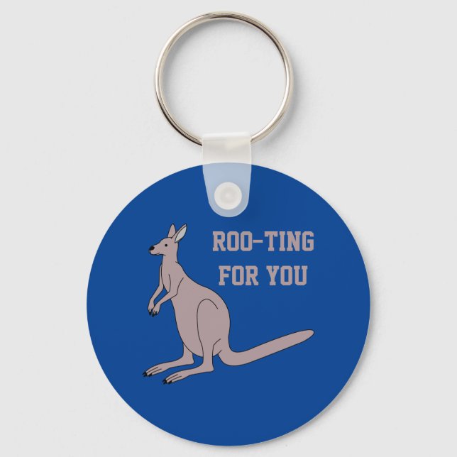Roo-ting für Sie Niedlich Aussie Funny Kangaroo Pu Schlüsselanhänger (Vorderseite)