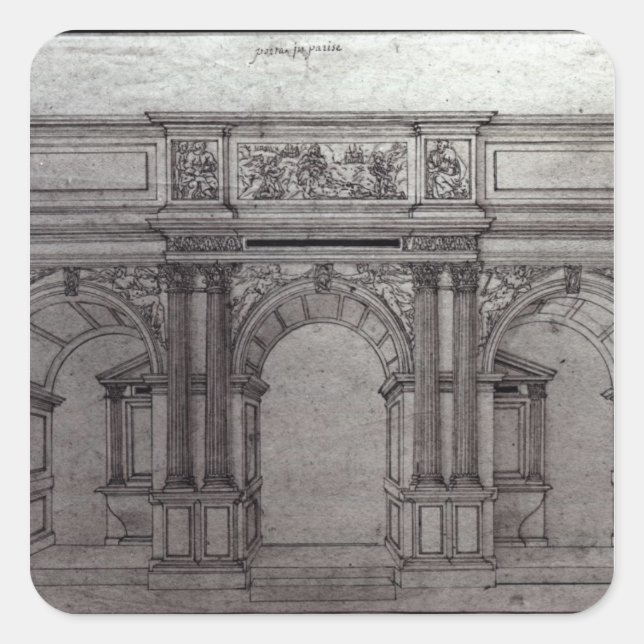 Rood Screen der Kirche Quadratischer Aufkleber (Vorderseite)