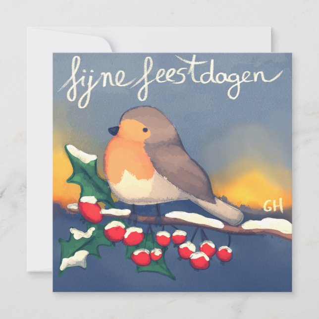 Roodborstje, fijne Feestdagen Karte (Vorderseite)