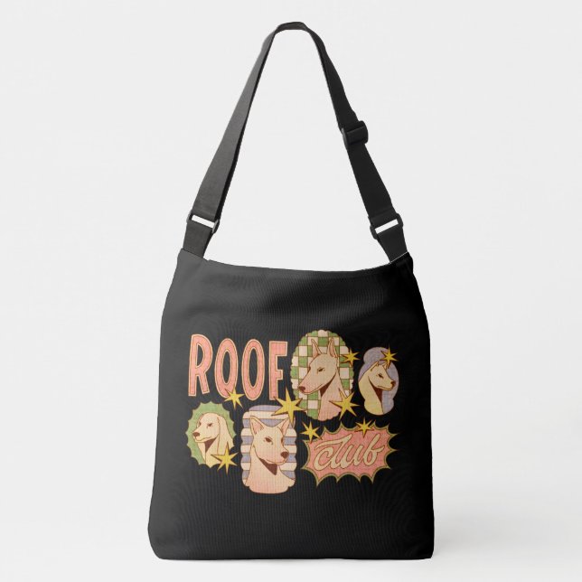 Roof Club / Hunde-Illustrationen Tragetaschen Mit Langen Trägern (Vorderseite)