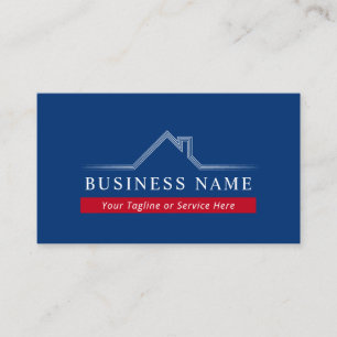 Roof-Logo des Real Anwesen House Navy Blue Realtor Visitenkarte