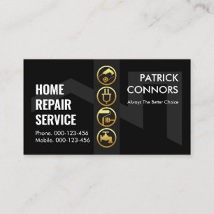 Roof Silhouette Handyman Tools Border Visitenkarte