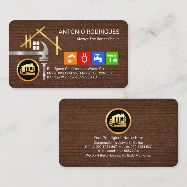 Roof Truss Handyman Tools Visitenkarte (Vorne/Hinten)