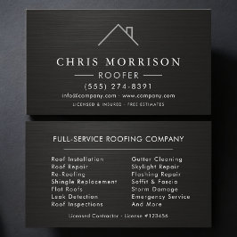  Roofer Black Silver Metallic Roofing Company Visitenkarte