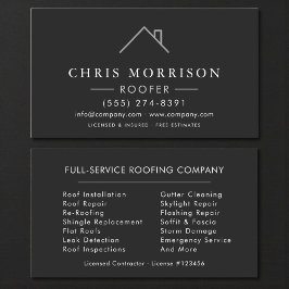  Roofer Black Silver Modern Roofing Company Visitenkarte