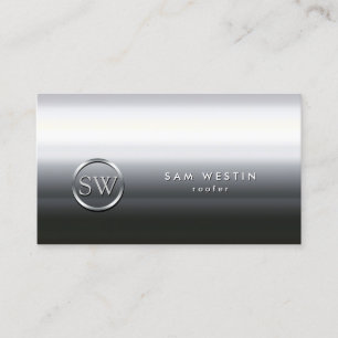 Roofer Chrome Monogram Business Card Visitenkarte