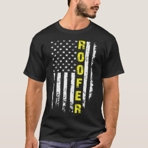 Roofer mit amerikanischer Flagge Dachdecker Funny  T-Shirt