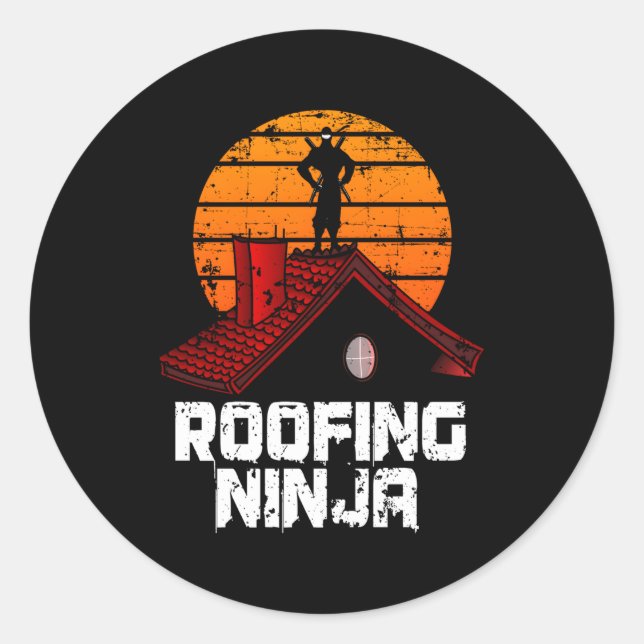 Roofer Roofing Ninja AN Runder Aufkleber (Vorderseite)