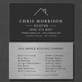 Roofer Silver Metallic Modern Roofing Company Visitenkarte