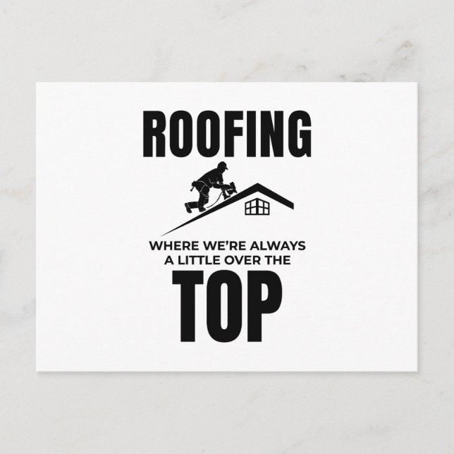 Roofer-Spaß - Über dem Dachdecker Postkarte (Vorderseite)
